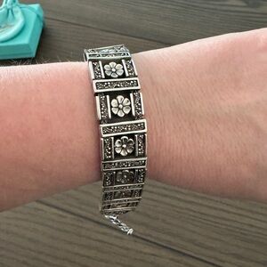 Designer Lois Hill Sterling Silver Floral Bracelet Heavy 7” fits 6.25-6.5” wrist